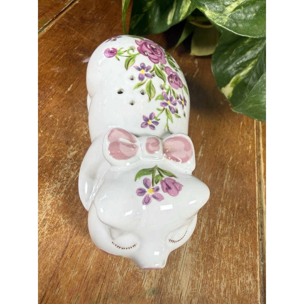 Vintage Avon Ceramarte Brazil Floral Ceramic Hand Painted Pig Powder Shaker